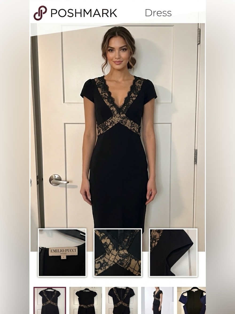 Emilio Pucci Black Dress with Nude Lace Inset